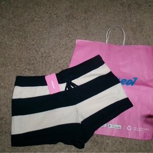 SOLD-Edikted navy and Cream Striped Shorts